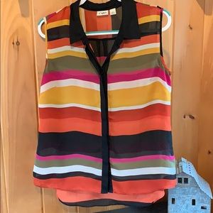 Striped sleeveless button up blouse